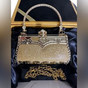 Manhattan by CROTON Rhinestone Bling Gold Purse shoulder bag Limited Edition EUC